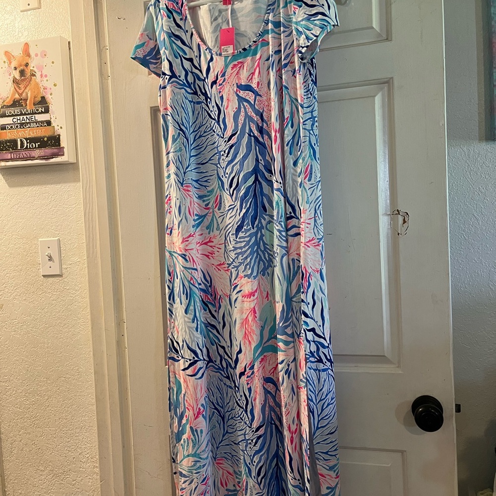 Colorful Leaf Print Maxi Dress